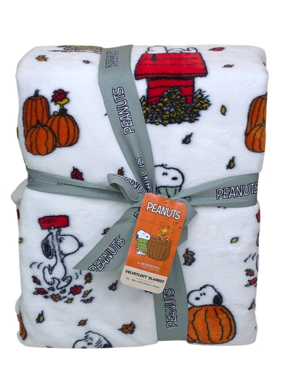 Peanuts Snoopy Velvetloft Plush Queen Blanket 90"x90" Fall Pumpkins By Berkshire